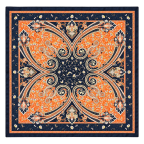 PAISLEY SILK SCARF - NAVY/ORANGE