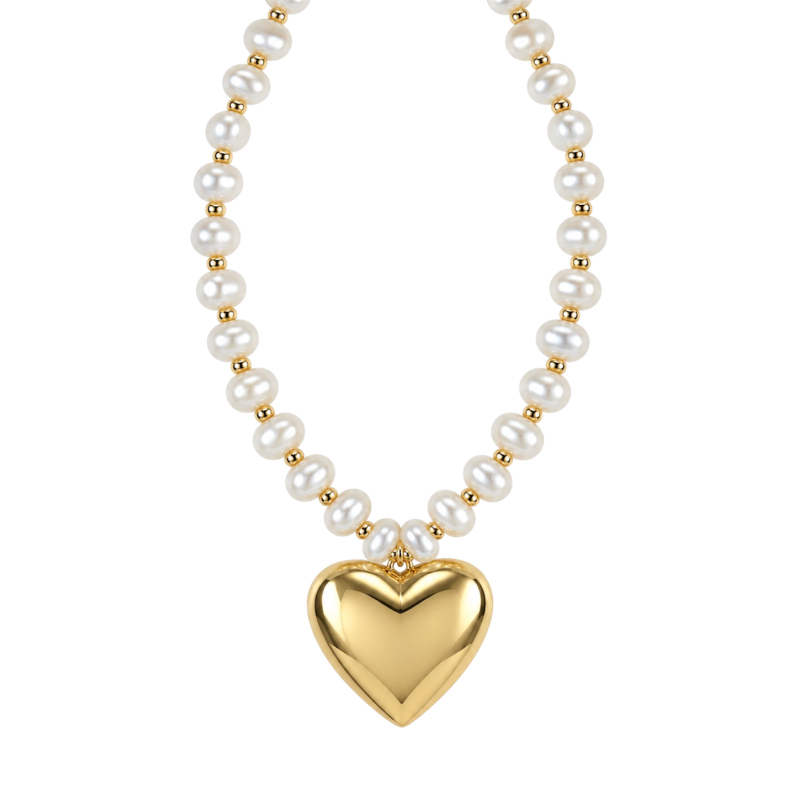 PEARL HEART NECKLACE - GOLD
