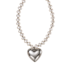PEARL HEART NECKLACE - SILVER