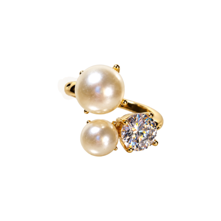 GOLD PEARL & CRYSTAL RING