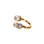 GOLD PEARL & CRYSTAL RING