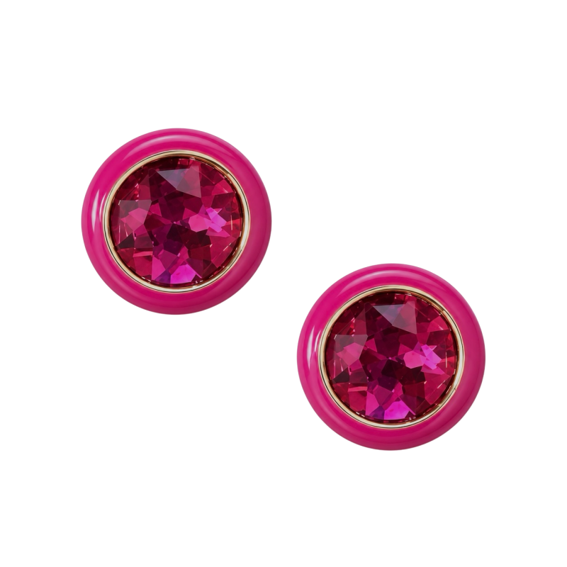 PINK CRYSTAL ENAMEL EARRINGS