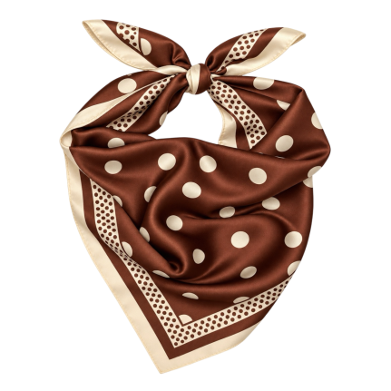 POLKA DOT SILK SCARF - CHOCOLATE