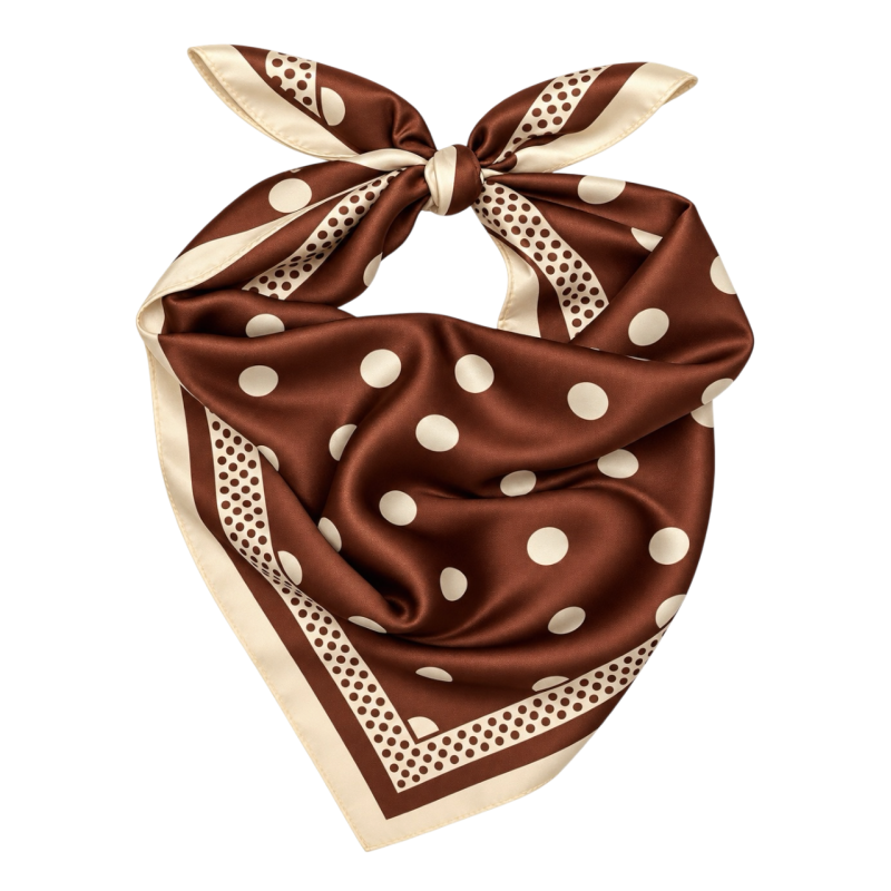 POLKA DOT SILK SCARF - CHOCOLATE