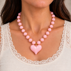 RESIN HEART NECKLACE - BABY PINK