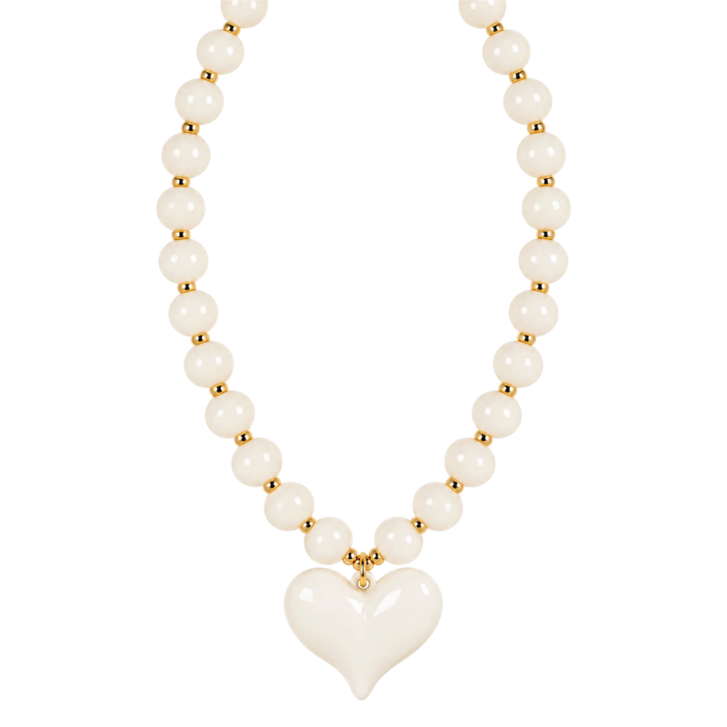 RESIN HEART NECKLACE - IVORY