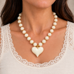 RESIN HEART NECKLACE - IVORY
