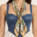 SCARF NECKLACE W/ HEART PENDANT - SOLEIL GARDEN