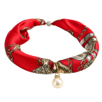 SCARF NECKLACE W/ PEARL - WHITE EQUESTRIAN
