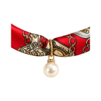 SCARF NECKLACE W/ PEARL - WHITE EQUESTRIAN