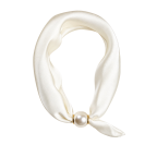 SCARF NECKLACE WITH PEARL CLASP- WHITE