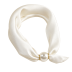 SCARF NECKLACE WITH PEARL CLASP- WHITE