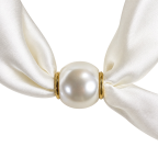 SCARF NECKLACE WITH PEARL CLASP- WHITE