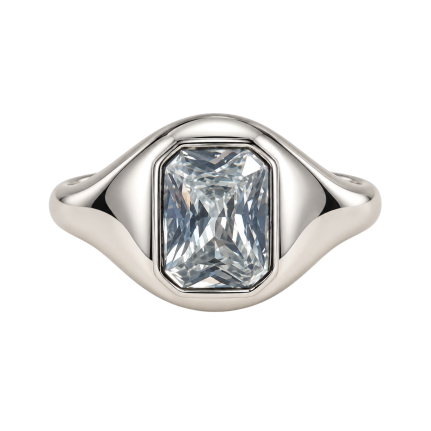 SILVER RECTANGLE STONE RING