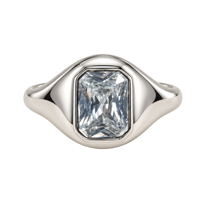 SILVER RECTANGLE STONE RING