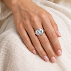 SILVER RECTANGLE STONE RING