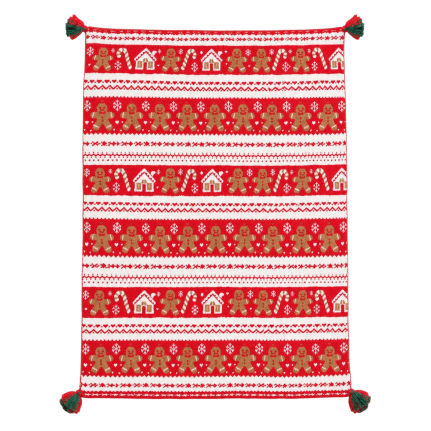 TASSEL THROW BLANKET - GINGERBREAD LANE