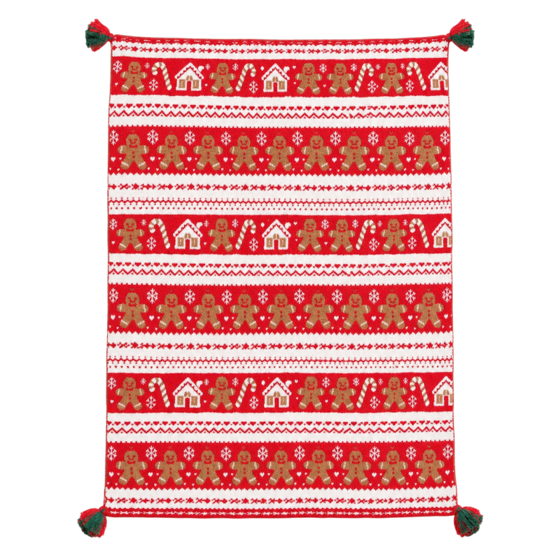 TASSEL THROW BLANKET - GINGERBREAD LANE