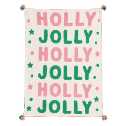 TASSEL THROW BLANKET - HOLLY JOLLY