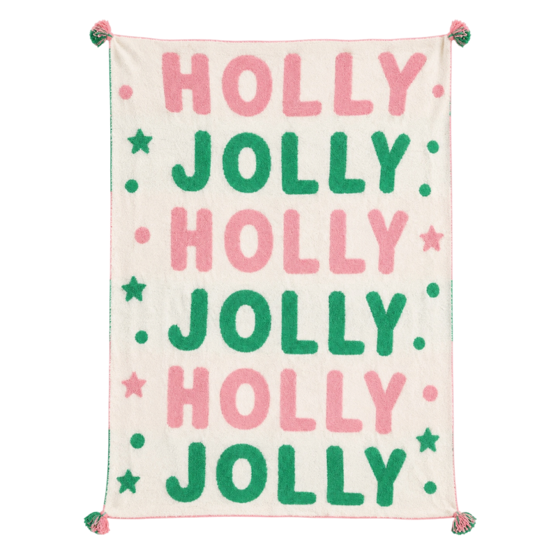 TASSEL THROW BLANKET - HOLLY JOLLY