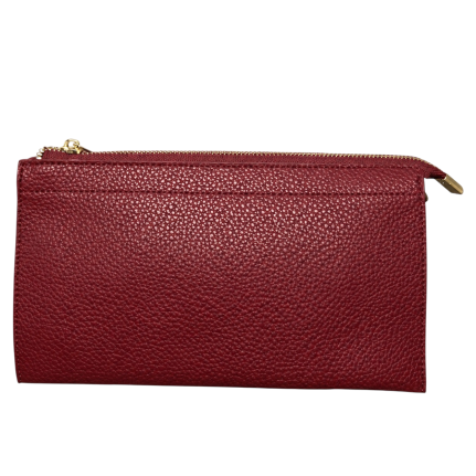 TEXTURED VEGAN LEATHER CLUTCH/CROSSBODY - BURGUNDY