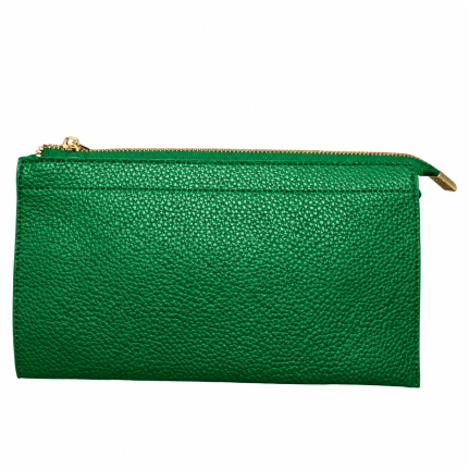 TEXTURED VEGAN LEATHER CLUTCH/CROSSBODY - GREEN