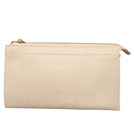 TEXTURED VEGAN LEATHER CLUTCH/CROSSBODY - IVORY