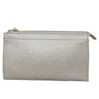 TEXTURED VEGAN LEATHER CLUTCH/CROSSBODY - SILVER
