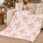 THROW BLANKET - BLUSH BOW