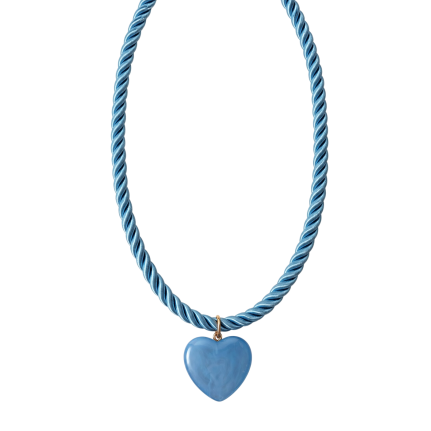 TWISTED ROPE HEART PENDANT NECKLACE - BLUE