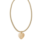 TWISTED ROPE HEART PENDANT NECKLACE - IVORY