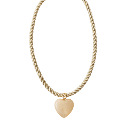 TWISTED ROPE HEART PENDANT NECKLACE - IVORY