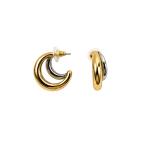 TWO-TONE HOOP EARRINGS - CRESCENT