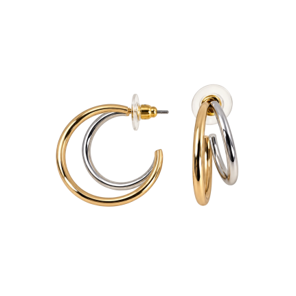 TWO-TONE HOOP EARRINGS - SLIM