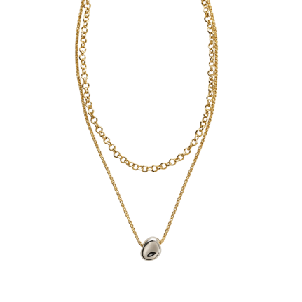 TWO-TONE OVAL PENDANT NECKLACE