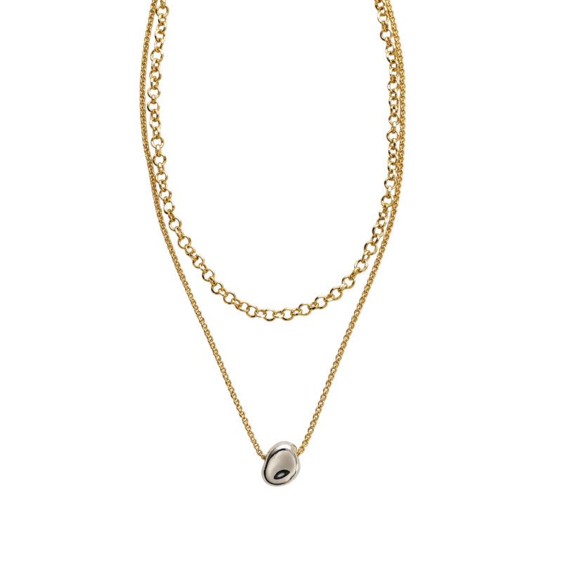 TWO-TONE OVAL PENDANT NECKLACE