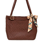 WOVEN BUCKLE TOTE SET - CHESTNUT