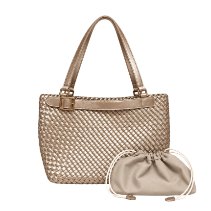 WOVEN BUCKLE TOTE SET - GOLD