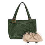 WOVEN BUCKLE TOTE SET - OLIVE