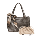 WOVEN BUCKLE TOTE SET - PEWTER
