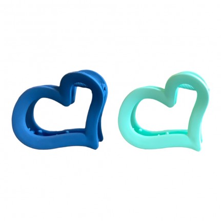 HEART SHAPE HAIR CLAW CLIP - MINT & BLUE 