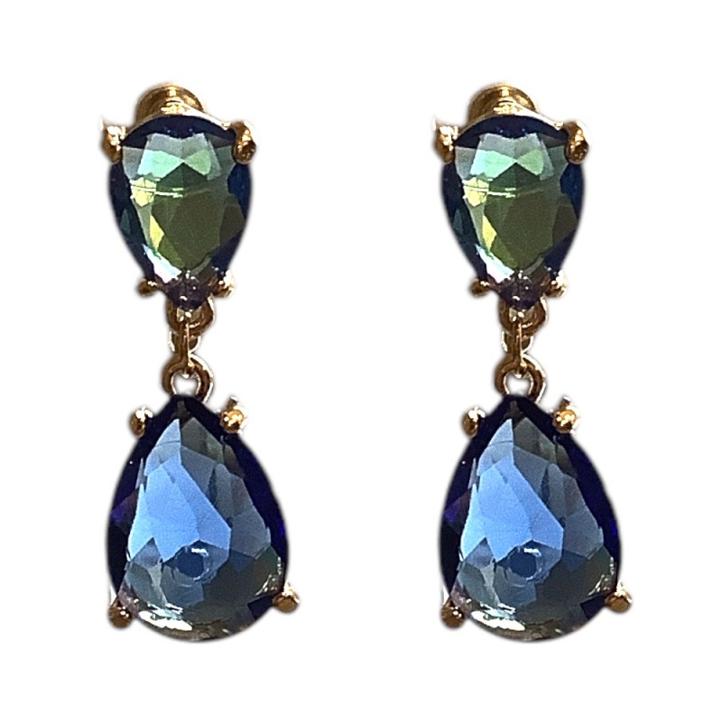 DROP RHINESTONE EARRINGS - BLUE 
