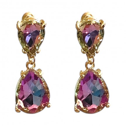 DROP RHINESTONE EARRINGS - LAVENDER