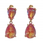 DROP RHINESTONE EARRINGS - PINK 