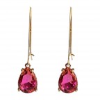 FISHHOOK RHINESTONE EARRINGS - PINK 