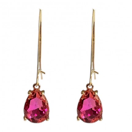 FISHHOOK RHINESTONE EARRINGS - PINK 
