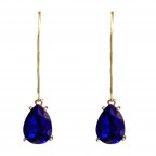 FISHHOOK RHINESTONE EARRINGS - ROYAL BLUE 
