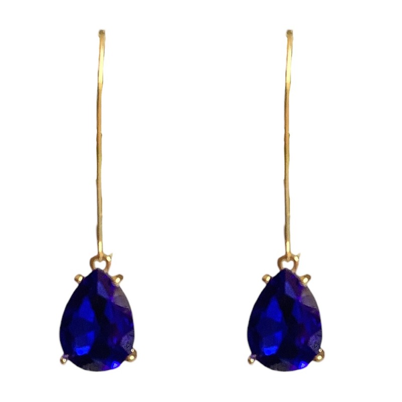 FISHHOOK RHINESTONE EARRINGS - ROYAL BLUE 