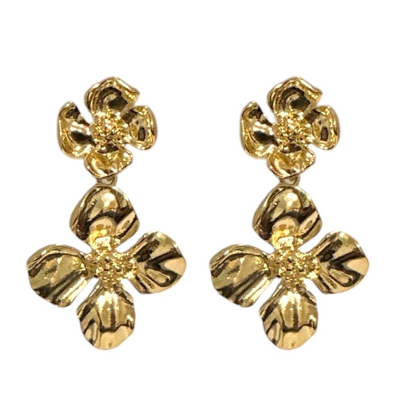 FLOWER DROP EARRINGS - GOLD DIPPED