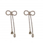 LONG DROP RIBBON RHINESTONE BOW - SILVER 